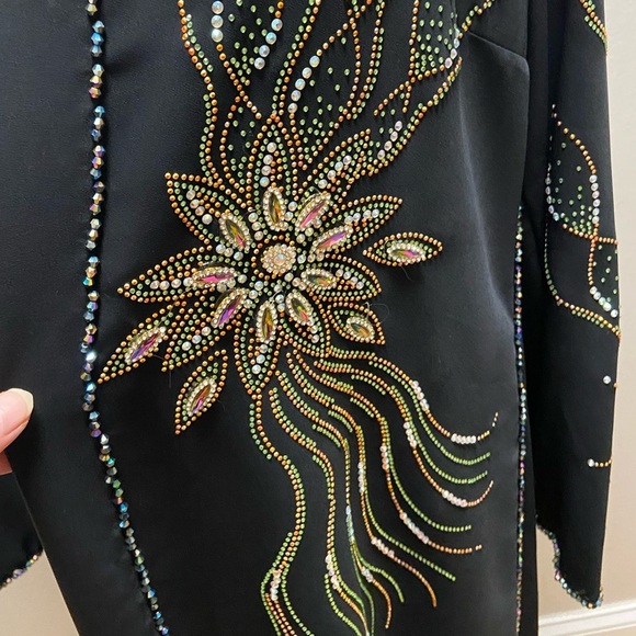 Ayat fashion abaya kaftan maxi black embellished hooded Medium NWT - Picture 5 of 10